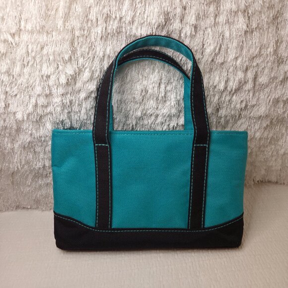 Mini Turquoise Canvas Cosmetic Tote Carry Bag - Picture 4 of 11